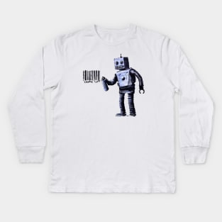 BANKSY Robot Spray Painting Barcode Kids Long Sleeve T-Shirt